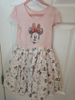Disney Pink and White Minnie Graphic Casual Dress